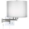 Double Sheer Silver Chrome Plug-In Swing Arm Wall Lamp