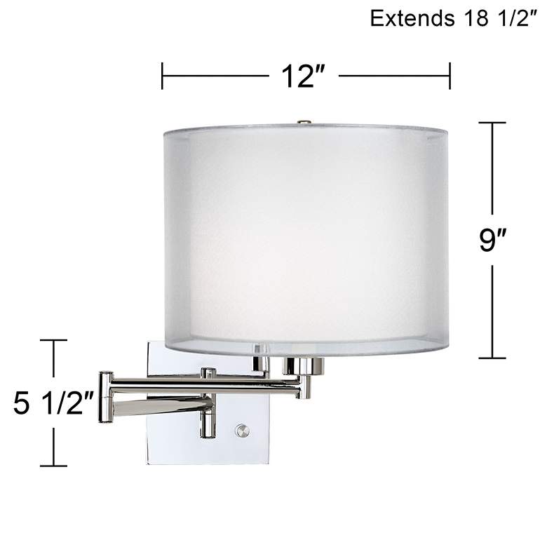 Double Sheer Silver Chrome Plug-In Swing Arm Wall Lamp more views