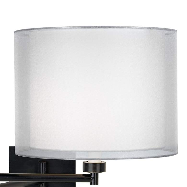 Double Sheer Silver Espresso Plug-In Swing Arm Wall Lamp more views