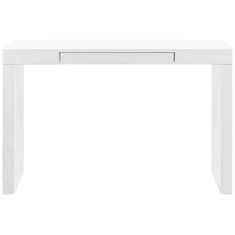 Image 5 Doug 47" Wide Matte White Lacquered Wood 1-Drawer Desk more views
