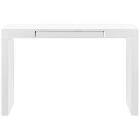 Image5 of Doug 47" Wide Matte White Lacquered Wood 1-Drawer Desk more views