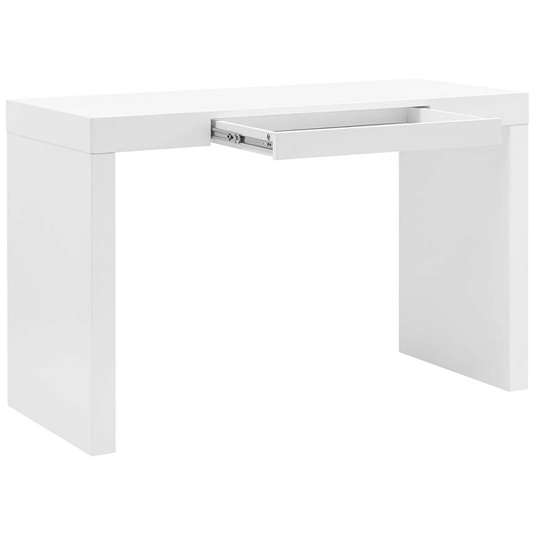 Image 6 Doug 47" Wide Matte White Lacquered Wood 1-Drawer Desk more views