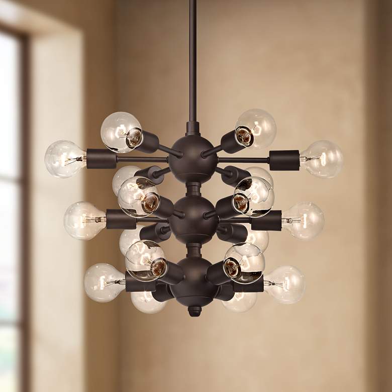 Image 1 Douglas 25"W Bronze 18-Light Chandelier with Clear G25 Bulbs