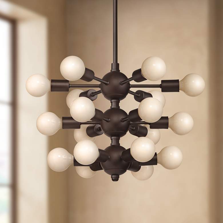 Image 1 Douglas 25"W Bronze 18-Light Chandelier with White G25 Bulbs