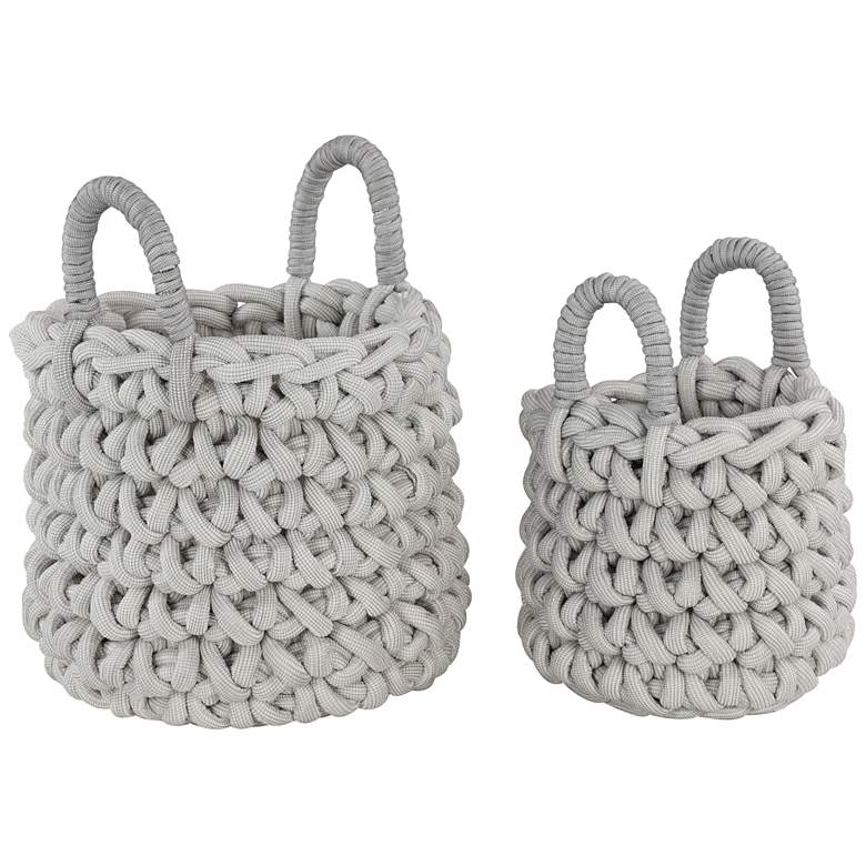 Image 2 Dove Gray Mesh Storage Baskets Set of 2