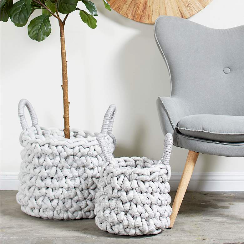 Image 1 Dove Gray Mesh Storage Baskets Set of 2