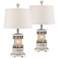 Dove Key Antique White Table Lamp with Night Light Set of 2