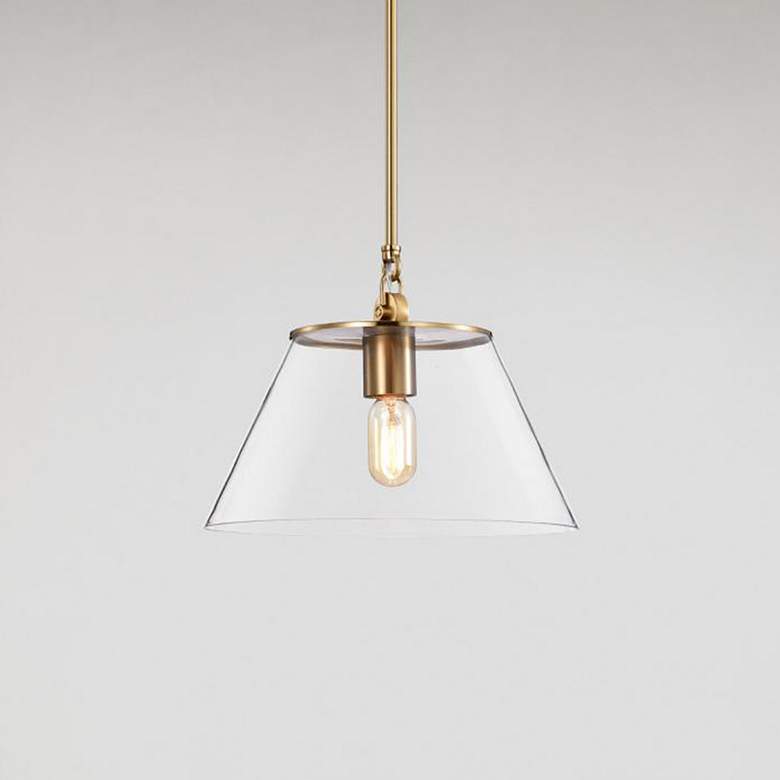Image 1 Dover; 1 Light; Medium Pendant; Vintage Brass with Clear Glass