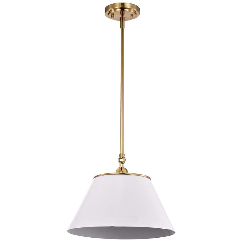 Image 2 Dover; 1 Light; Medium Pendant; White with Vintage Brass