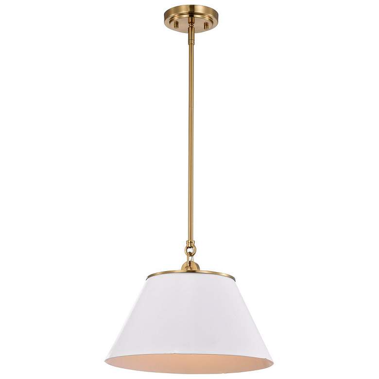 Image 3 Dover; 1 Light; Medium Pendant; White with Vintage Brass more views