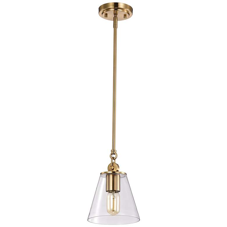 Image 1 Dover; 1 Light; Small Pendant; Vintage Brass with Clear Glass