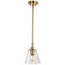 1_Dover; 1 Light; Small Pendant; Vintage Brass with Clear Glass