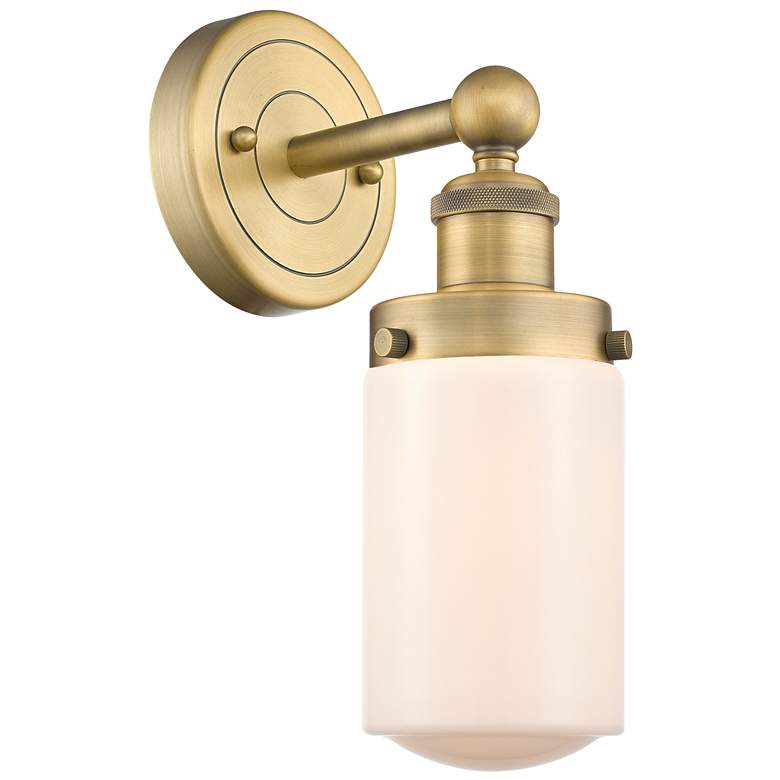 Image 1 Dover 10 inchHigh Brushed Brass Sconce With Matte White Shade