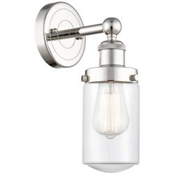 Dover 10&quot;High Polished Nickel Sconce With Clear Shade