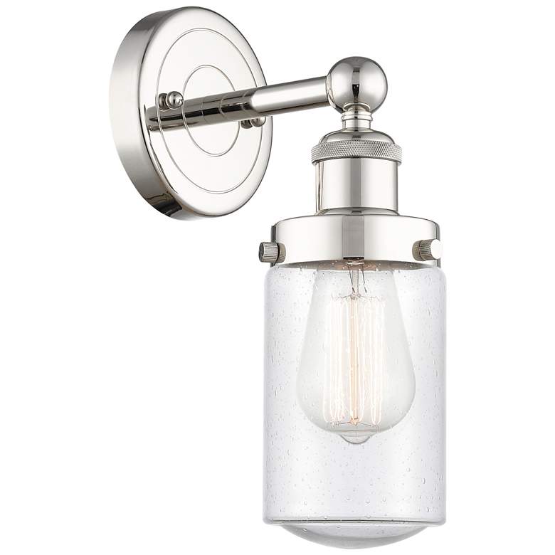 Image 1 Dover 10 inchHigh Polished Nickel Sconce With Seedy Shade
