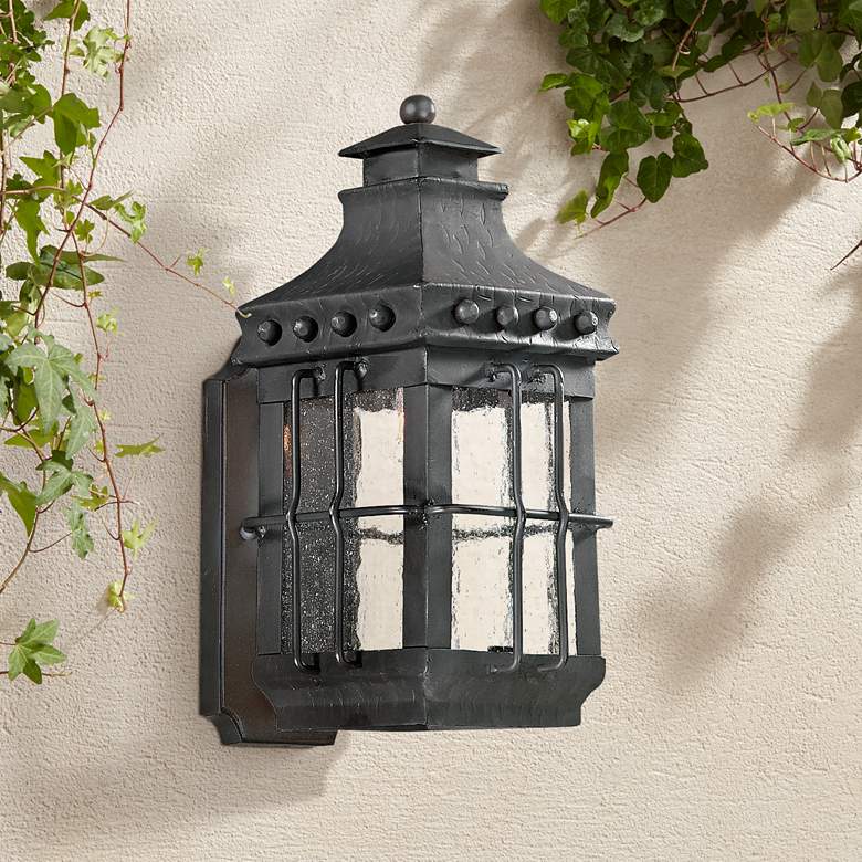Image 1 Dover 12 3/4 inch High Textured Black Outdoor Wall Light