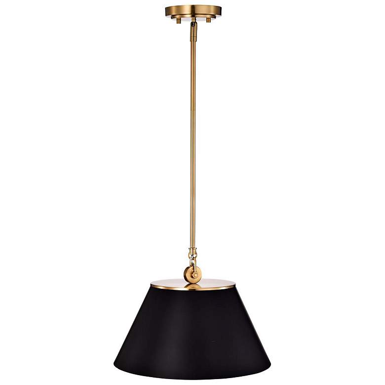 Image 3 Dover 13 3/4" Wide Black And Vintage Brass Pendant Light more views