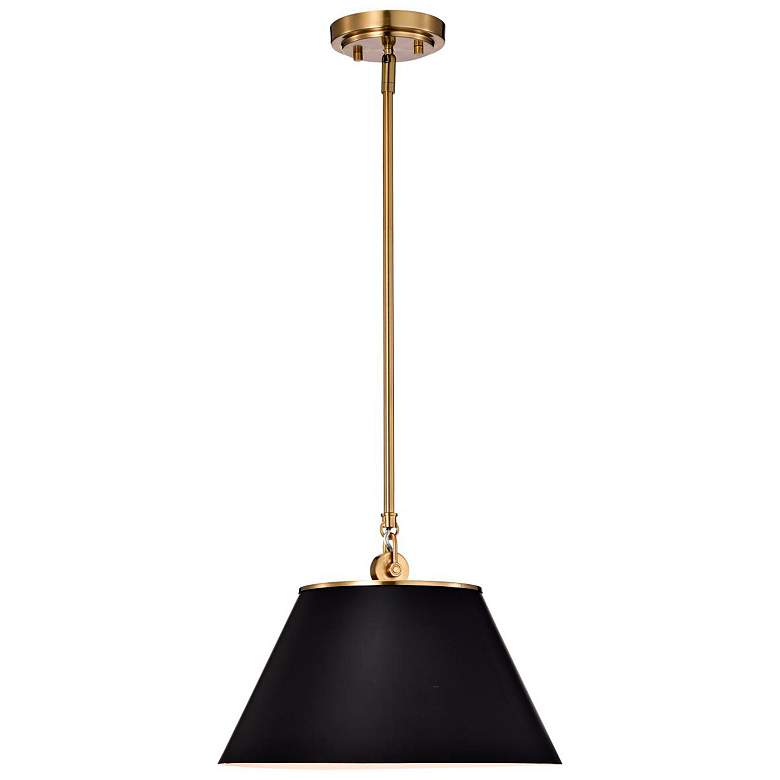 Image 4 Dover 13 3/4" Wide Black And Vintage Brass Pendant Light more views