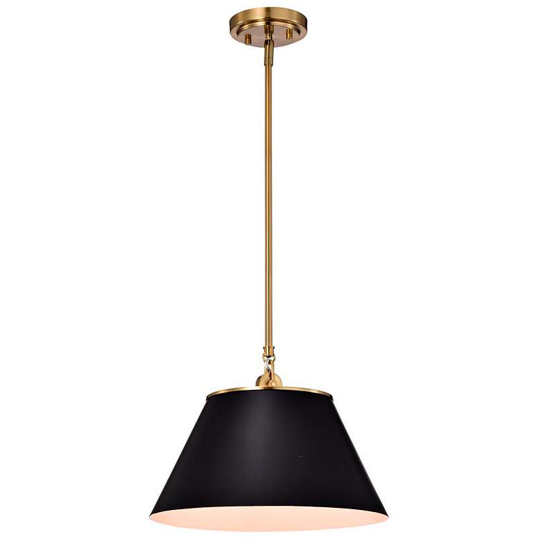 Image 5 Dover 13 3/4" Wide Black And Vintage Brass Pendant Light more views
