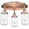 Dover 16.25" Wide 3 Light Antique Copper Flush Mount With Clear Glass 