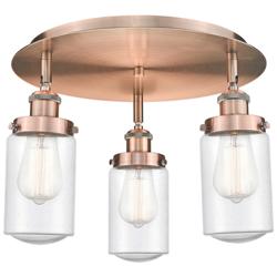 Dover 16.25&quot; Wide 3 Light Antique Copper Flush Mount With Seedy Glass