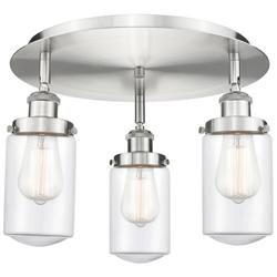 Dover 16.25&quot; Wide 3 Light Satin Nickel Flush Mount With Clear Glass Sh