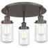 Dover 16.25"W 3 Light Oil Rubbed Bronze Flush Mount With Seedy Glass S