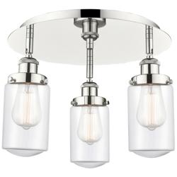 Dover 16.25&quot;W 3 Light Polished Nickel Flush Mount With Clear Glass Sha