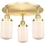 Dover 16.25"W 3 Light Satin Gold Flush Mount With Matte White Glass Sh