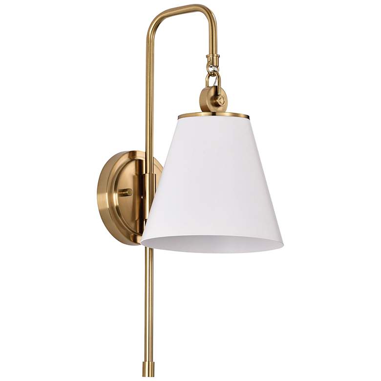 Image 2 Dover 19" High Vintage Brass and White Wall Sconce