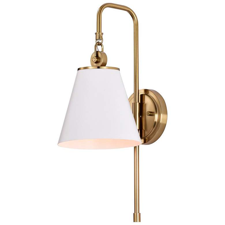 Image 4 Dover 19" High Vintage Brass and White Wall Sconce more views