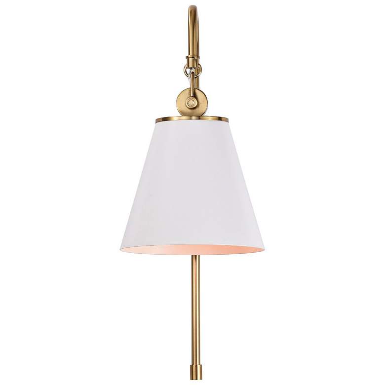 Image 6 Dover 19" High Vintage Brass and White Wall Sconce more views