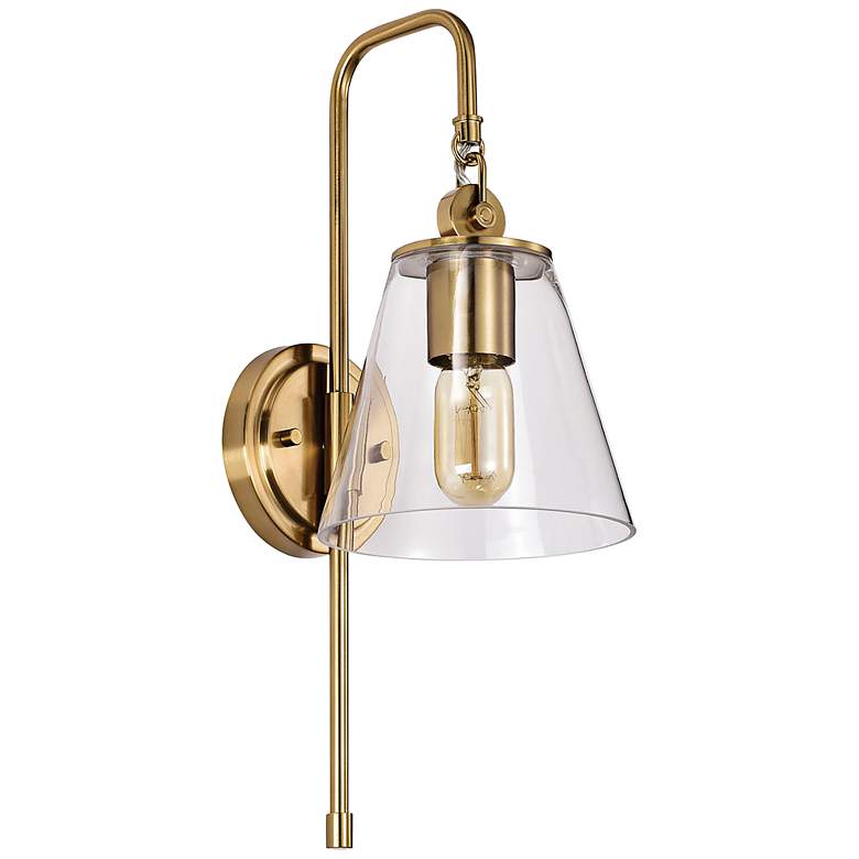 Image 2 Dover 19" High Vintage Brass Clear Glass Wall Sconce