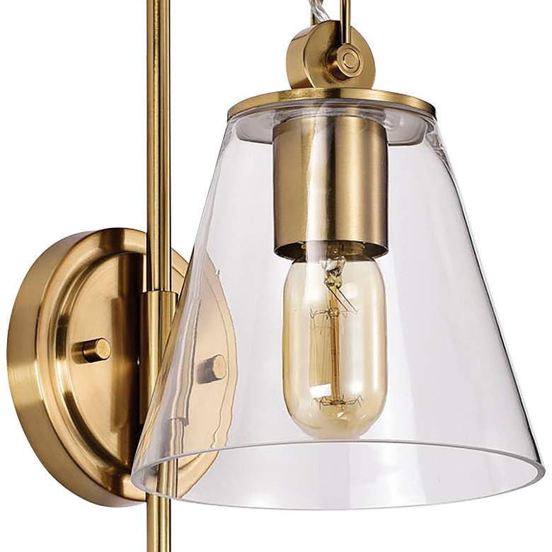 Image 3 Dover 19" High Vintage Brass Clear Glass Wall Sconce more views