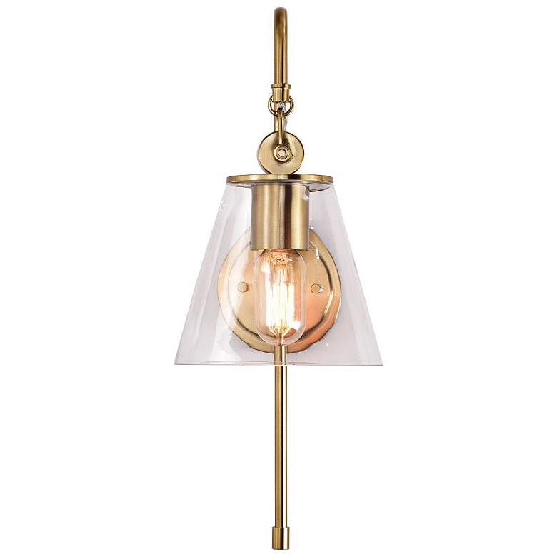 Image 4 Dover 19" High Vintage Brass Clear Glass Wall Sconce more views