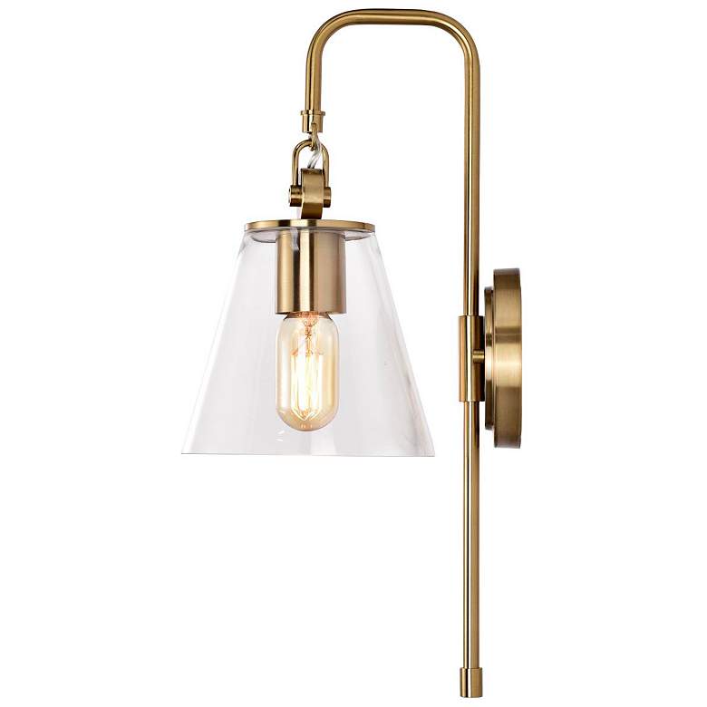 Image 6 Dover 19" High Vintage Brass Clear Glass Wall Sconce more views
