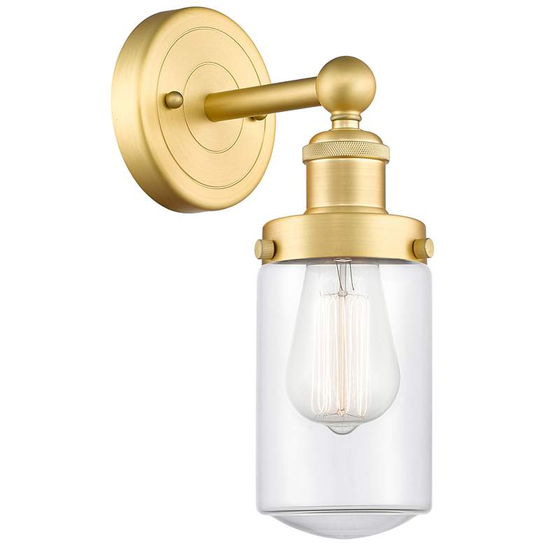 Image 1 Dover 2.25" High Satin Gold Sconce With Clear Shade