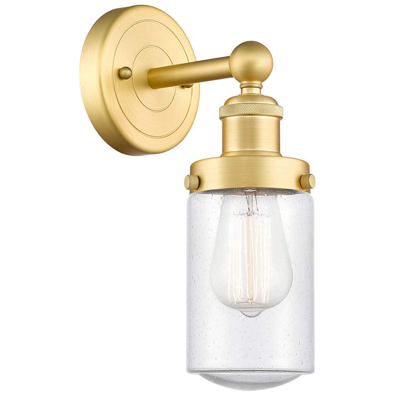 Image 1 Dover 2.25 inch High Satin Gold Sconce With Seedy Shade