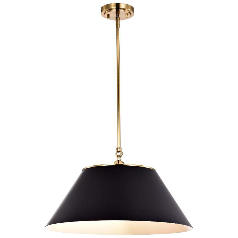 Image 4 Dover 20" Wide Black and Vintage Brass 3-Light Pendant more views