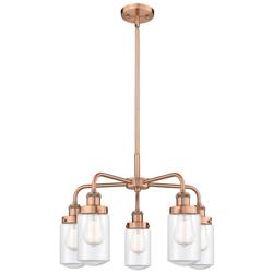 Dover 22.5&quot;W 5 Light Antique Copper Stem Hung Chandelier w/ Clear Shad