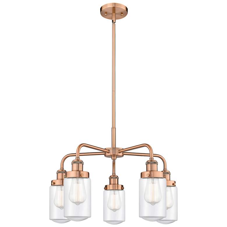 Image 1 Dover 22.5 inchW 5 Light Antique Copper Stem Hung Chandelier w/ Clear Shad