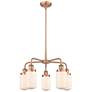 Dover 22.5"W 5 Light Antique Copper Stem Hung Chandelier w/ White Shad