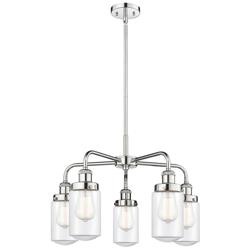 Dover 22.5&quot;W 5 Light Polished Chrome Stem Hung Chandelier w/ Clear Sha