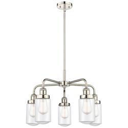 Dover 22.5&quot;W 5 Light Polished Nickel Stem Hung Chandelier w/ Clear Sha