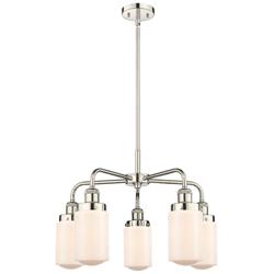 Dover 22.5&quot;W 5 Light Polished Nickel Stem Hung Chandelier w/ White Sha