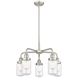 Dover 22.5&quot;W 5 Light Satin Nickel Stem Hung Chandelier w/ Clear Glass