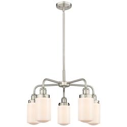 Dover 22.5&quot;W 5 Light Satin Nickel Stem Hung Chandelier w/ White Shade