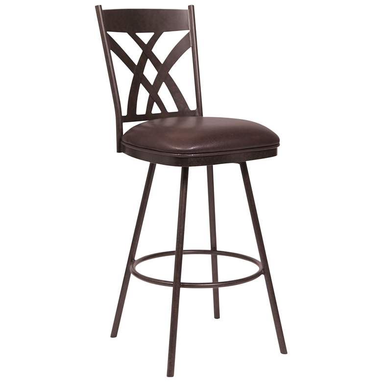 Image 1 Dover 26 in. Barstool in Brown Faux Leather and Auburn Bay Finish
