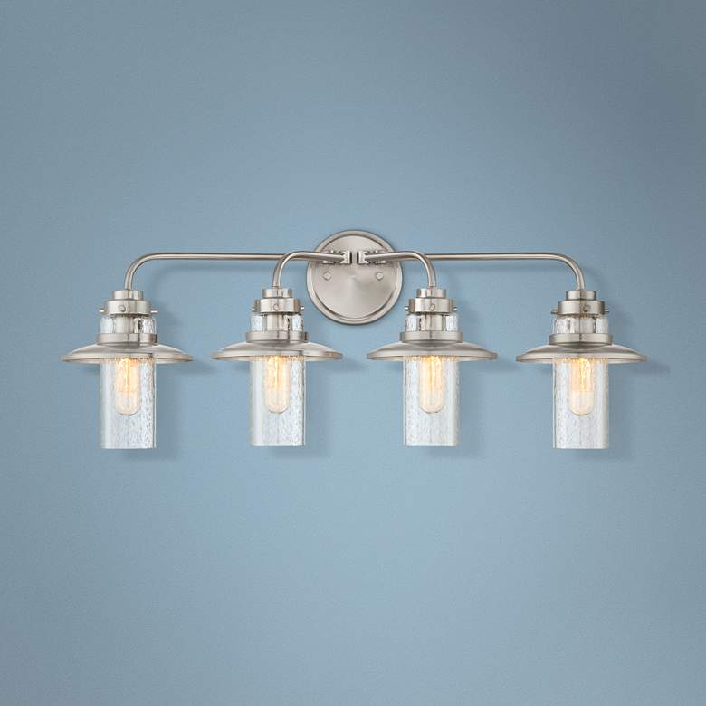 Image 1 Dover 29 3/4 inch Wide Satin Platinum 4-Light Bath Light