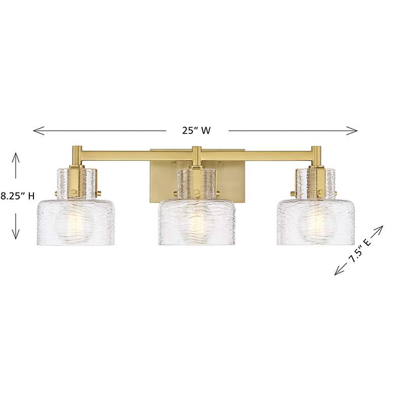 Image 7 Dover 3-Light Bathroom Vanity Light in Warm Brass more views